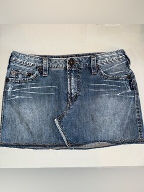 Silver Jean Francey mid mini skirt Y2K Blue Denim Mini Skirt sz 26